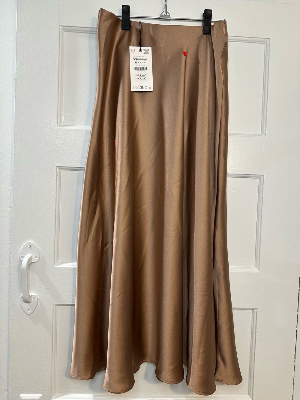 Women’s Zara Mink Gold Satin Midi Skirt